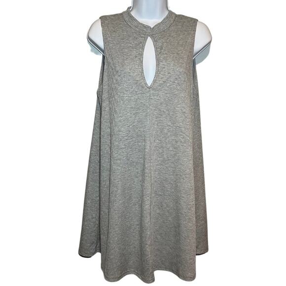 Very J Ribbed Keyhole Dress, Grey, M - Picture 1 of 9